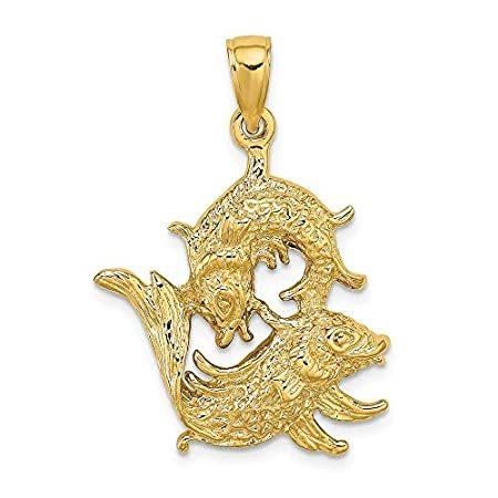 14K Yellow Gold Large Pisces Zodiac Pendant