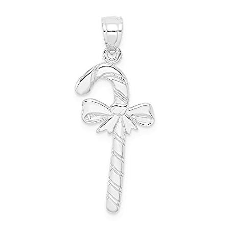 14K White Gold Polished Candy Cane Pendant