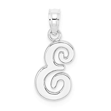 10k White Gold Polished E Script Initial Pendant