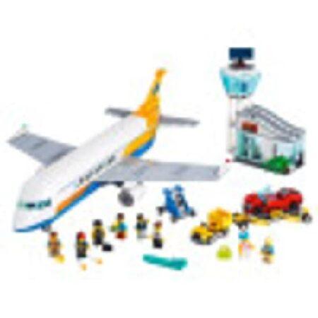 LEGO City Passenger Airplane 60262， with Radar Tower， Airport Truck with a Car Elevator， Red Convertible， 4 Passenger and 4 Airport Staff Minifigures，_1