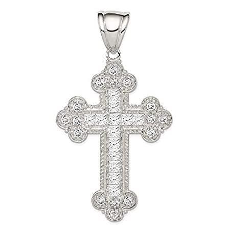 Ryan Jonathan Fine Jewelry Sterling Silver Cubic Zirconia Budded Cross Pend