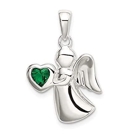 Ryan Jonathan Fine Jewelry Sterling Silver Angel with Dark Green Cubic Zirc
