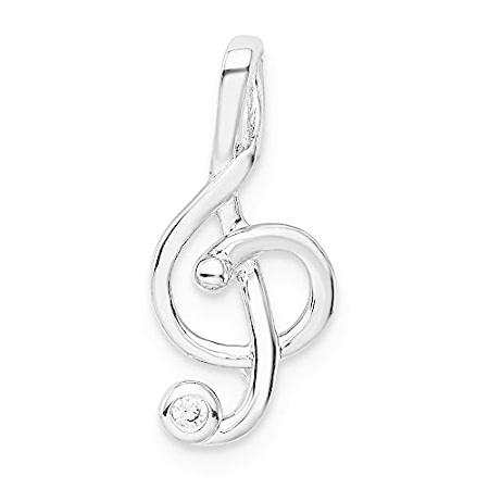 Ryan Jonathan Fine Jewelry Sterling Silver Cubic Zirconia Treble Clef Slide