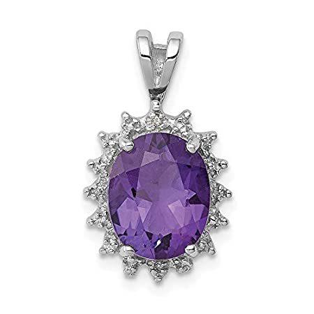 Ryan Jonathan Fine Jewelry Sterling Silver Oval Amethyst and Diamond Pendan