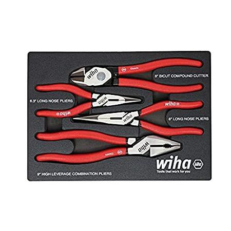 Wiha 34681 | 4 Piece Classic Grip Pliers and Cutters Tray Set