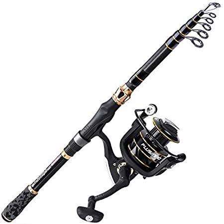 PLUSINNO 釣り竿とリールコンボ カーボンファイバー伸縮釣り竿 リールコンボ 海水 淡水キット (2セクション&拡張ハンドル釣り竿+リール (ル