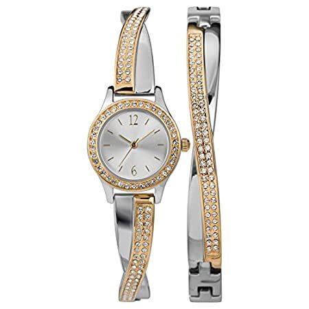 Timex Women's Dress Crystal 23mm Watch & Bracelet Gift Set – Two-Tone