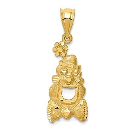 14k Yellow Gold Brushed & Shiny-Cut Clown Pendant