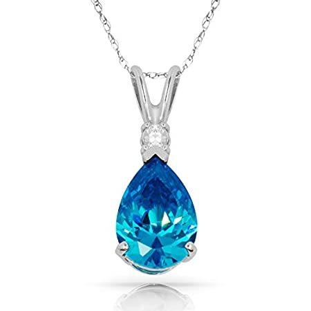 JewelryWeb Solid 14K Beautiful White Gold Cubic Zirconia Pendant Necklace (
