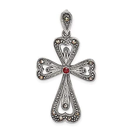 Ryan Jonathan Fine Jewelry Sterling Silver Antiqued Marcasite and Garnet Cr