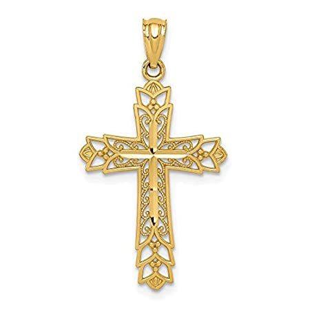 14k Yellow Gold Filigree Cross Pendant