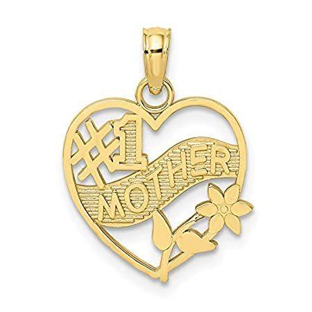 10k Yellow Gold #1 Mother in Heart Frame Pendant