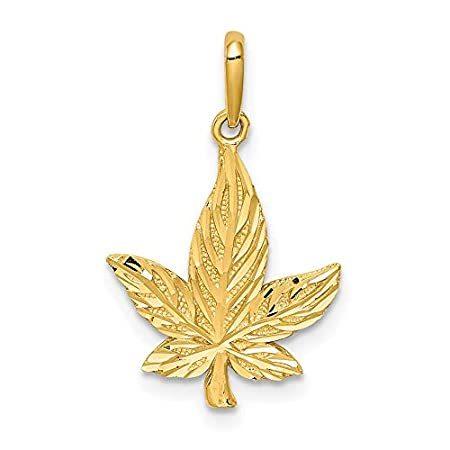 14k Yellow Gold Diamond-Cut Leaf Pendant