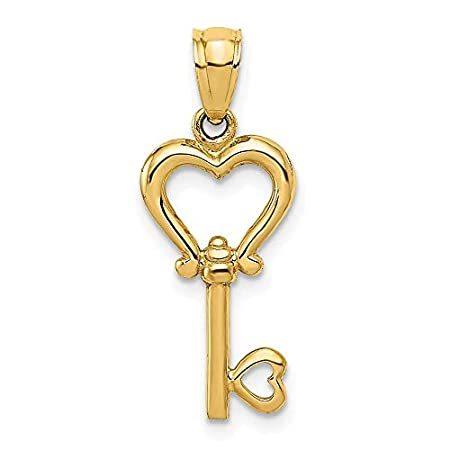14k Yellow Gold Heart Key Pendant