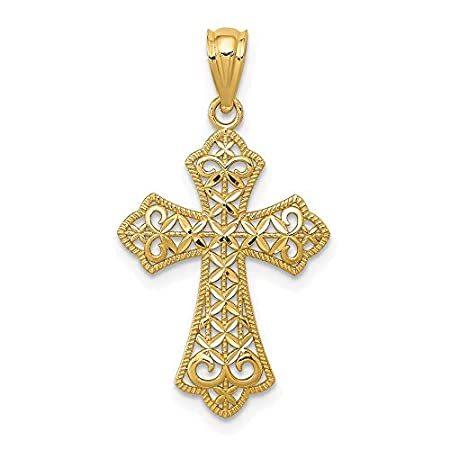 14k Yellow Gold Filigree Cross Pendant