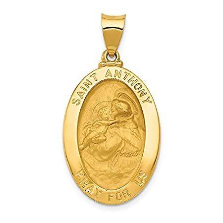 14k Yellow Gold and Satin St. Anthony Medal Pendant