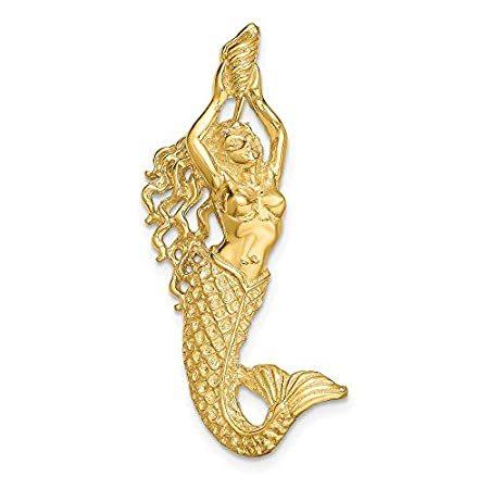 14k Yellow Gold and Textured Mermaid Chain Slide Pendant