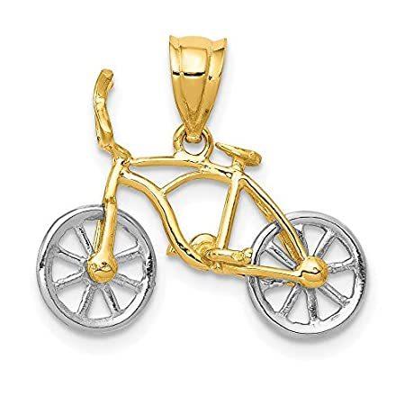 14k White and Yellow Gold Moveable Bicycle Pendant