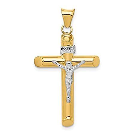 14k Two Tone Gold Crucifix Pendant