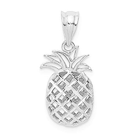 14k White Gold Diamond-Cut 3D Pineapple Pendant