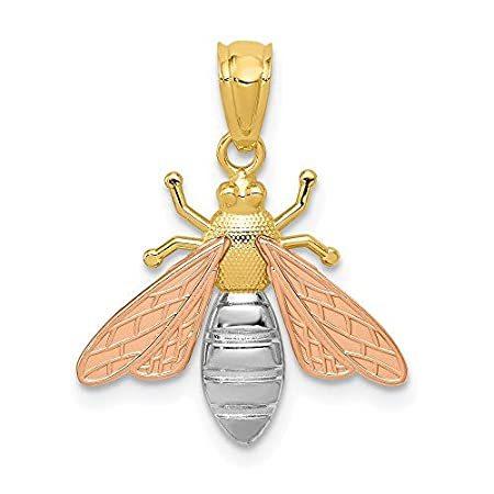 14k Yellow and Rose Gold with Rhodium Plated Bee Pendant
