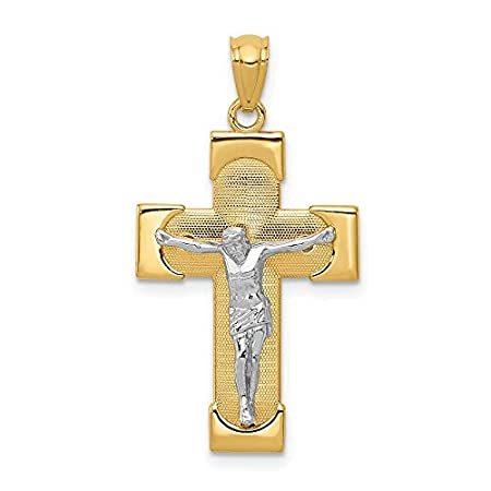 14k Two Tone Gold Crucifix Pendant
