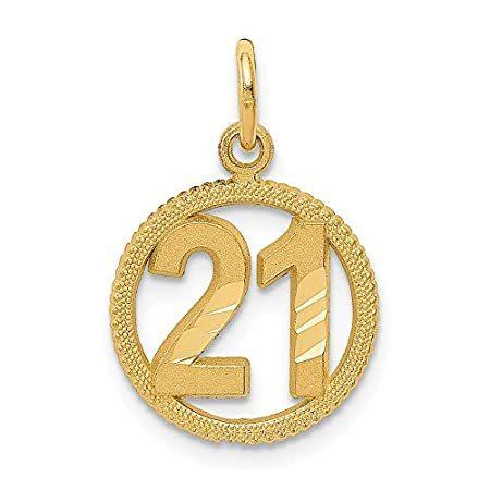 14k Yellow Gold #21 in a Circle Pendant