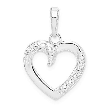 14k White Gold and Textured Heart Pendant