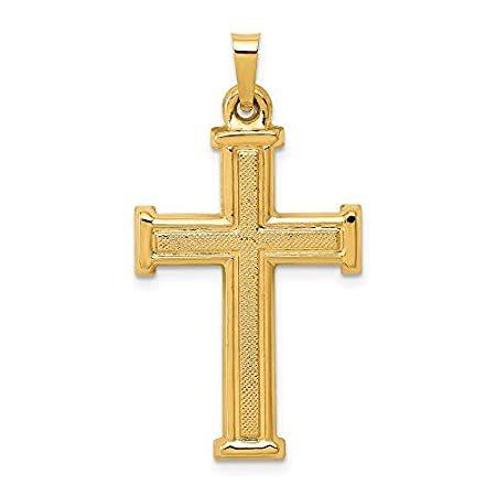 14k Yellow Gold Brushed and Polished Latin Cross Pendant