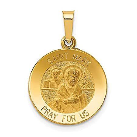 14k Yellow Gold and Satin St. Mark Medal Pendant