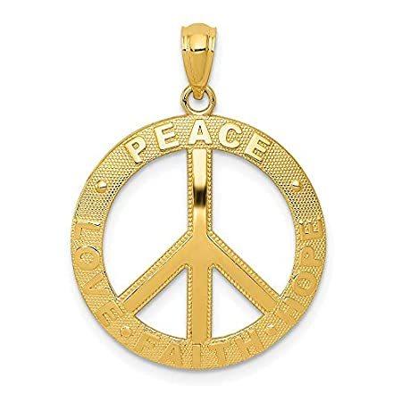 14k Yellow Gold Peace/Hope/Faith/Love Peace Sign Pendant
