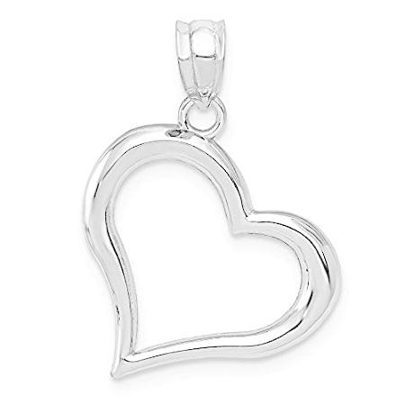 14k White Gold Open Heart Pendant
