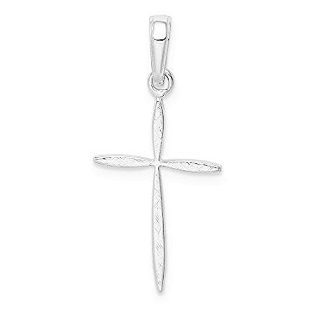 14k White Gold Stick Cross with Tapered Ends Pendant