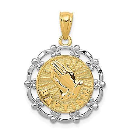 14k Yellow Gold Rhodium Plated Baptism Pendant