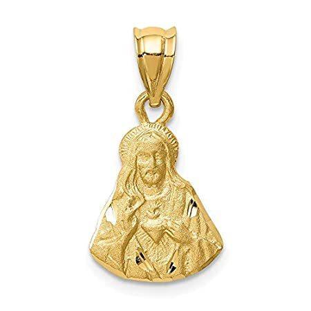 14k Yellow Gold Brushed and Polished Diamond-Cut Jesus Pendant