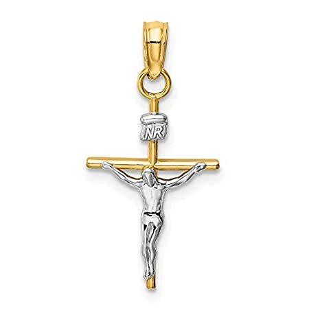 14k Two Tone Gold INRI Crucifix Pendant