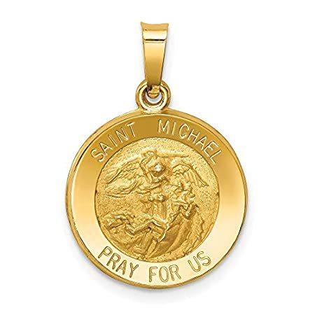 14k Yellow Gold and Satin St. Michael Medal Pendant