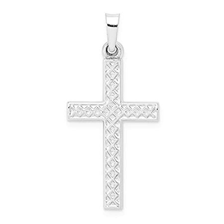 14k White Gold Lattice Cross Pendant