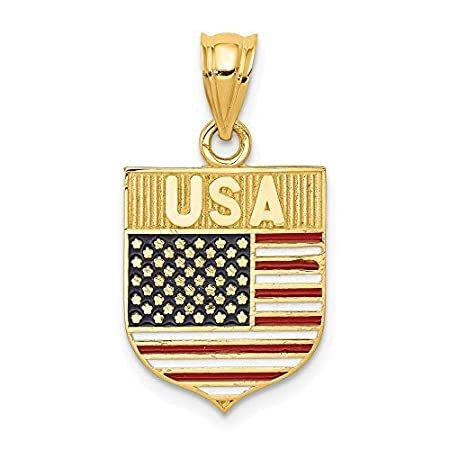 14k Yellow Gold USA Flag Enameled Pendant