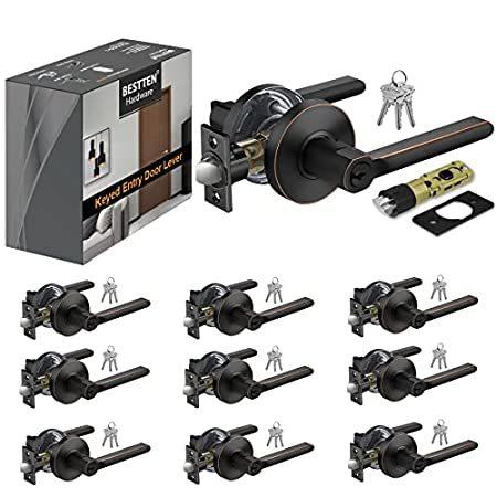 BESTTEN エントリードアレバーセット ロック付き ウィーンシリーズ マットブラック 10個パック