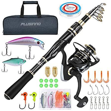 best telescoping fishing rod and reel combo Full Kit Portable Travel Spinning Pole Reel Lure Carry Bag Made of high Plusinno Telescopic Best Collapsible Fishing