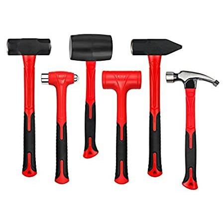 CT 6-Piece Hammer Set, Fiberglass Handle  Mallet Set, With Shock Reductio