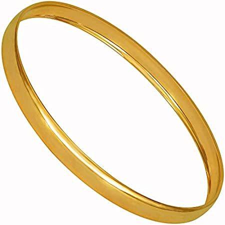 LIFETIME JEWELRY スムースバングルブレスレット 24Kリアルゴールドメッキ 女性とティーン向け ゴールド