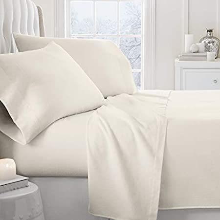 国内ではなかなか手に入らない商品を海外直輸入でお届け！Linen Market Premium 4 Piece Ultra S0ft Flannel Bed Sheet Set Queen Iv0ry