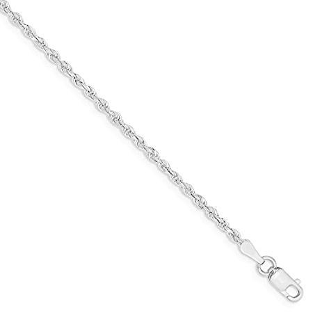10k White Gold 2mm D C Quadruple Rope Chain Anklet 10in 2mm style 10WQT016-