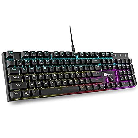 Mechanical Gaming Keyboard,Wired 104 Keys RGB Keyboard with Blue Switch, Pr
