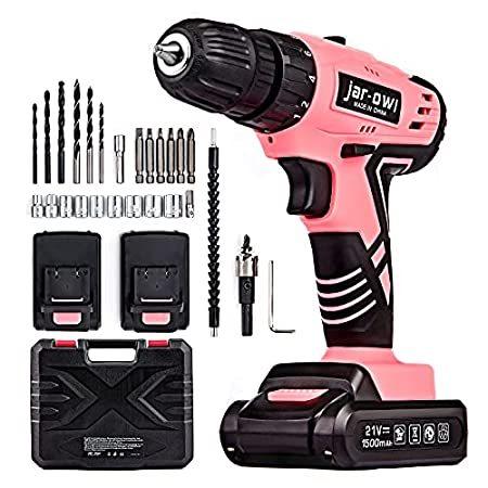 jar-owl 21V Pink Tool Set with Drill， Power Cordless Drill/Driver Set with