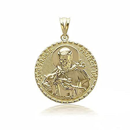 Certified 14k Yellow Gold Saint Francis of Assisi Medal Protection Charm Pe
