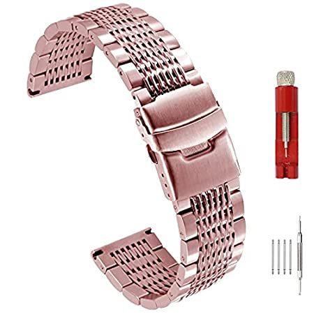 Solid Stainless Steel Mesh Watch Band for Men Women Brushed Middle Polished