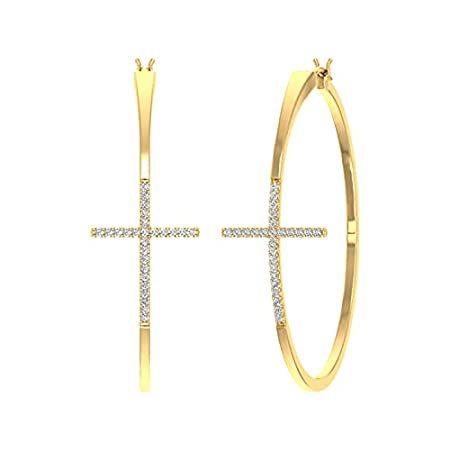 1/4 Carat Diamond Inside-out Hoop Earrings in 18K Yellow Gold over Sterling